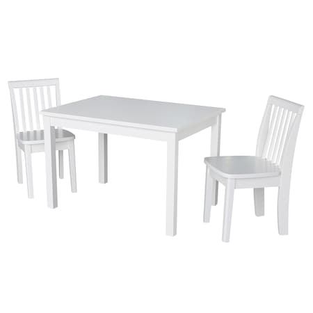 International Concepts Rectangle Table with 2 Mission Juvenile Chairs, 24 in W, 33.1 in L, 22.2 in H, Wood, White K08-2532-263-2
